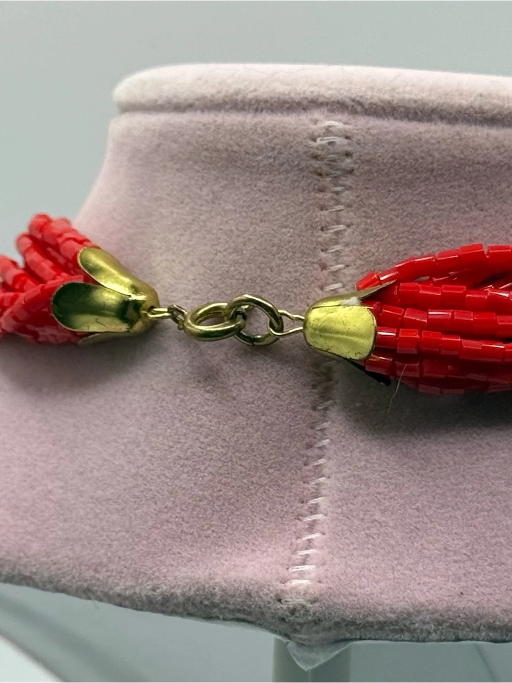 Vintage Red Multi-Strand Seed Bead Necklace - Women Jewelry